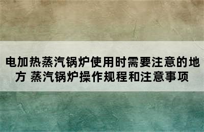 电加热蒸汽锅炉使用时需要注意的地方 蒸汽锅炉操作规程和注意事项